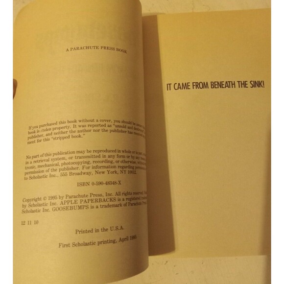 R.L. Stine's Goosebumps Book #30 It Came From Beneath The Sink! Preowned - Picture 7 of 7